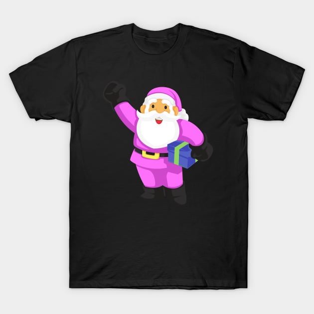 Retro Vintage Pink Santa Claus T-Shirt by Movielovermax